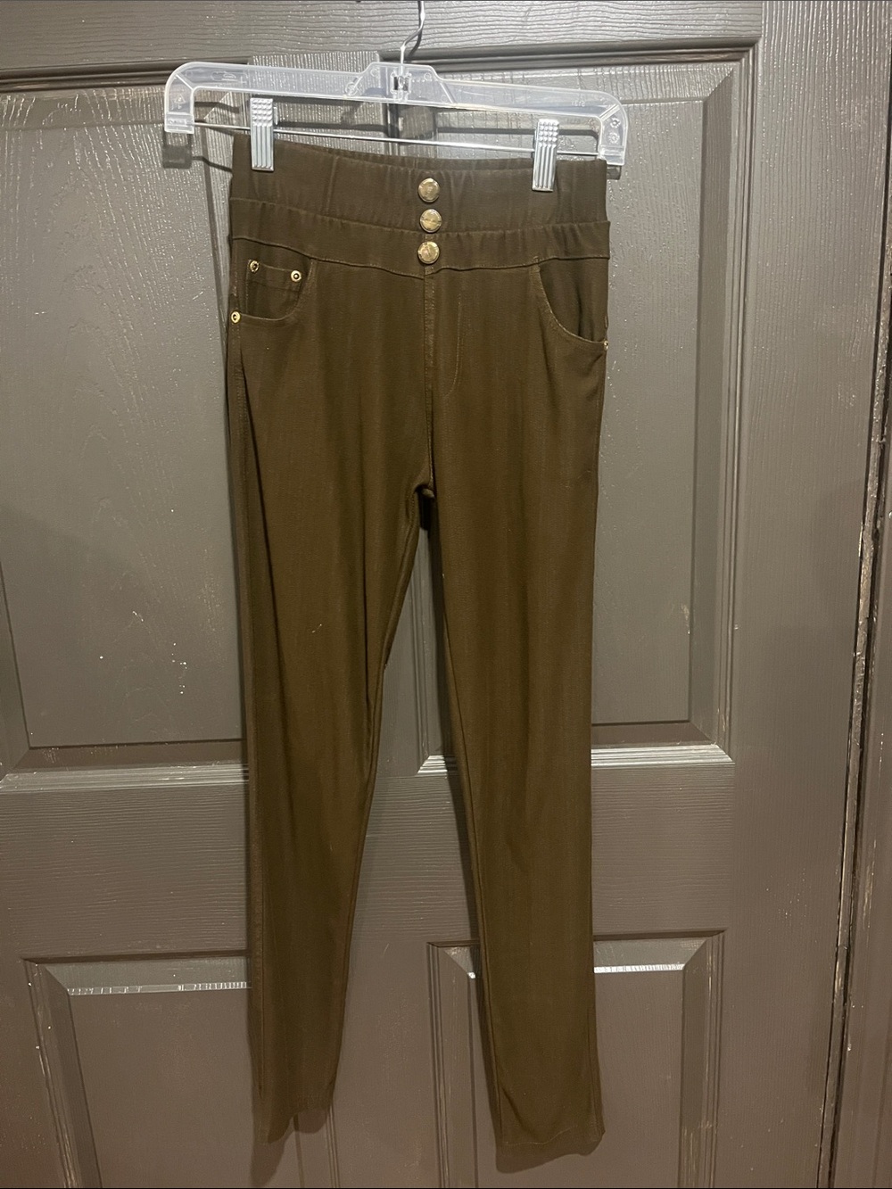 Classic High-Waist Women's Jeans - Olive Green